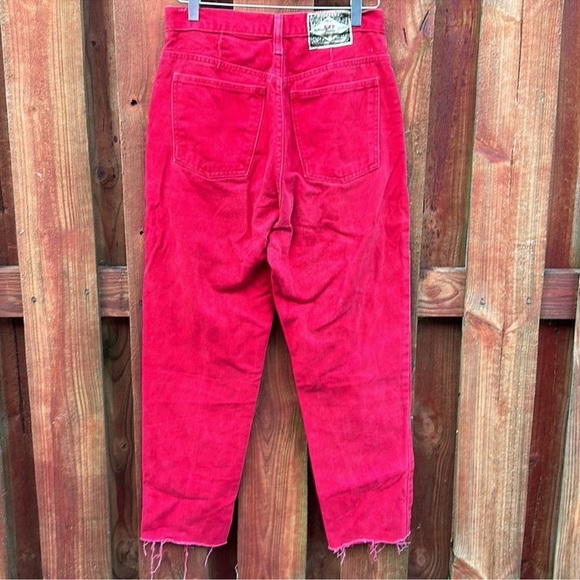 Express Vibrant Red Women's High Rise Cropped Jeans Size 9/10 Vintage - Picture 6 of 7